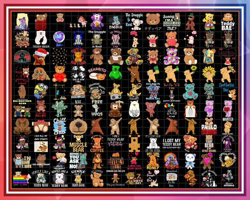 690+ Designs Teddy Bear Png Bundle, I Love Teddy Bears, Stuffed Animal Angel, Zombie, Kid Teddy, Bear Lover, Funny designs, Digital download 1018974242