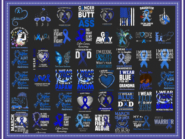 Bundle 147 fight colon cancer awareness png, faith colon cancer sunflower, colorectal cancer png, i wear blue for png, digital download 981605542 t shirt template