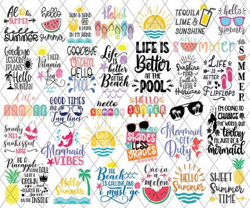 48 Summer Bundle Svg, Summer Svg, Summer Cut Files, Commercial Svg ...