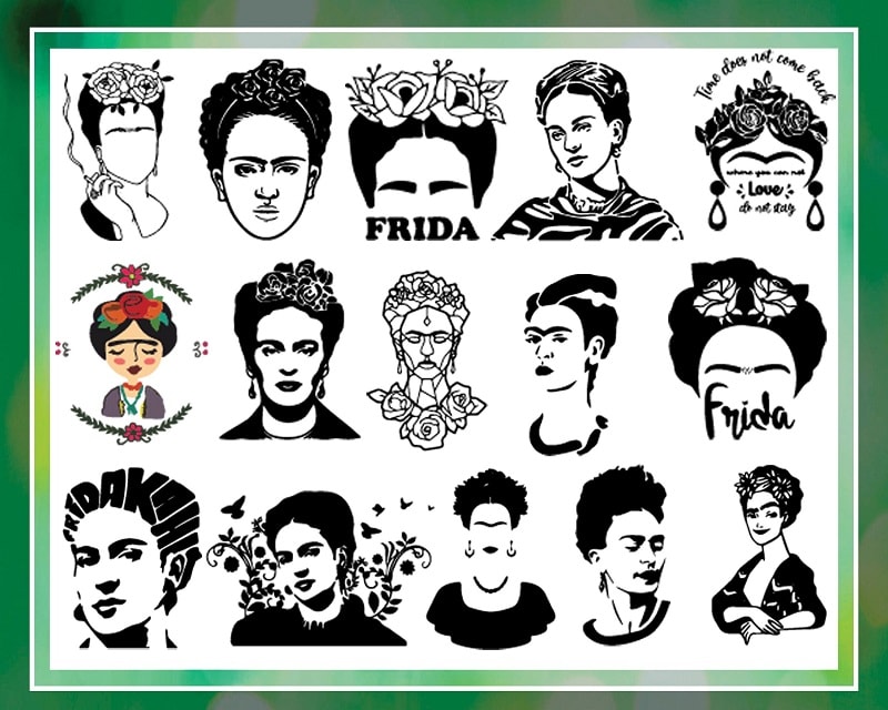 Bundle 33 Frida Png Designs, Frida Clipart, Drawn Fridas, Fridas Portrait Png, Frida Starbucks Coffee Labels, Silhouette, Svg, Png 1036481481