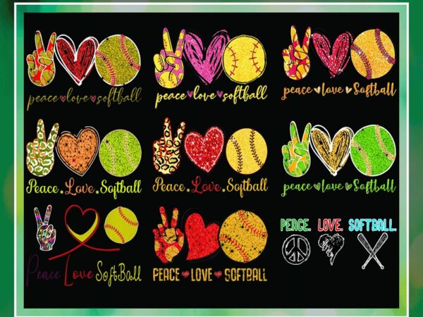 Bundle 30 designs peace love softball png, softball sublimation, softball png, png files for sublimation, designs downloads 985061496