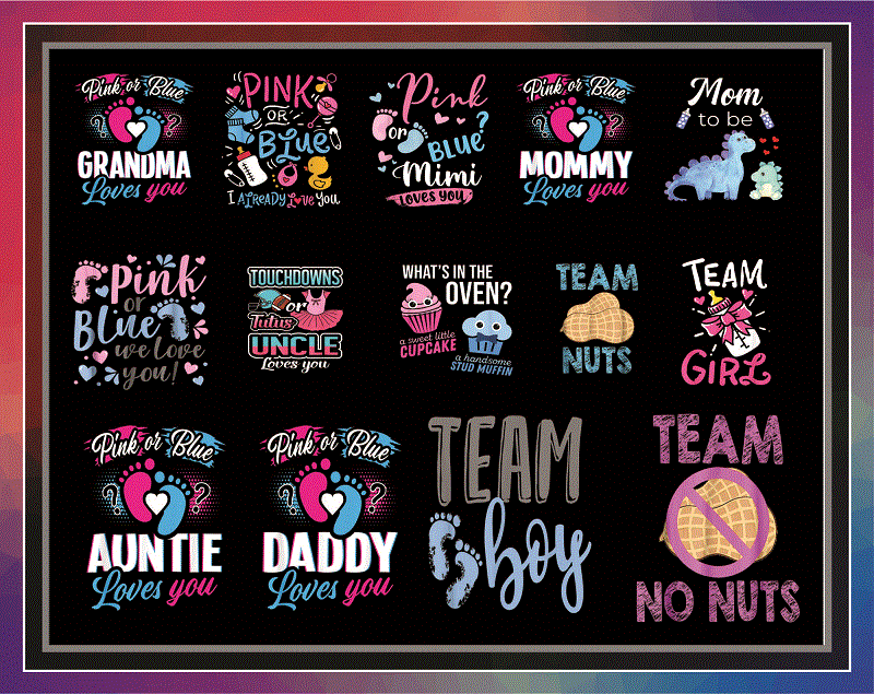 Combo 61+ Gender Reveal PNG Bundle, Team Boy Team Girl, African American, Baby T shirt, Gender Reveal Twins, Gender Reveal We Love You Png, Instant Download CB992595658