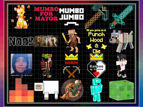 107 minecraft t-shirt png bundle, minecraft champion, i am the builder, l’manberg png, mumbo jumbo, t shirt mug bundle, digital download 1016399889