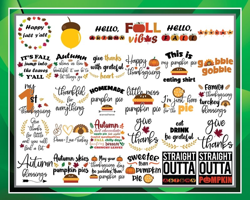 Bundle 120 Fall Designs, Autumn Svg, Fall Cut File Autumn, Cut File Fall Sayings Svg, Thanksgiving Svg, Fall Quotes Svg, Fall Vector 1025621346