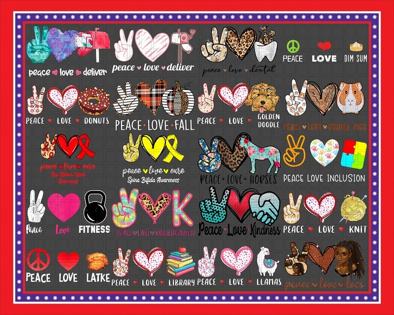 150+ Peace Love Bundle png Designs, peace love christmas , peace love everything , digital png download , PNG printable , PNG sublimation 1011238868