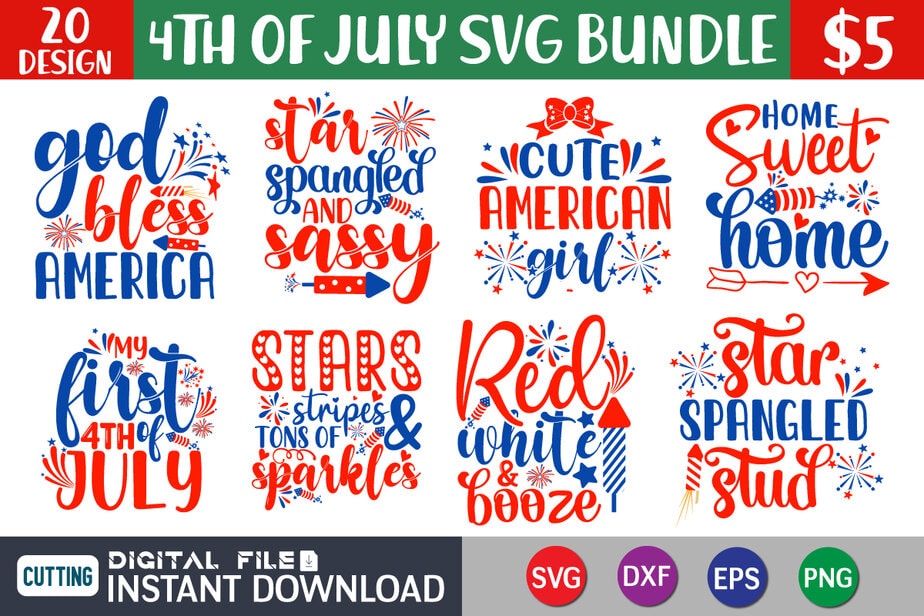 4th of July svg bundle t shirt vector illustration - Buy t-shirt designs