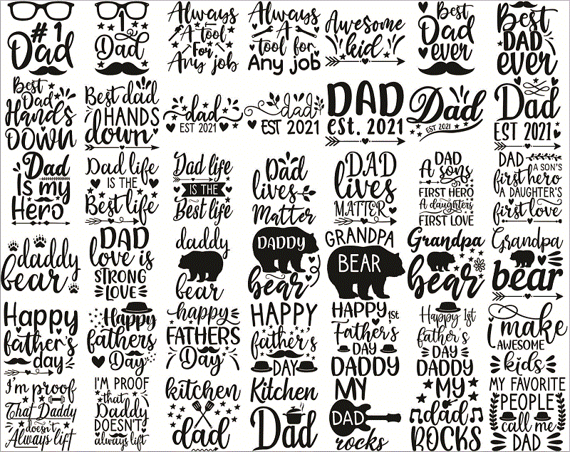 Combo 140 Designs Dad SVG Bundle, Fathers Day svg, Daddy svg, Papa svg, Best Dad Ever svg, Father’s Day svg, Family svg, Digital Download CB795217450