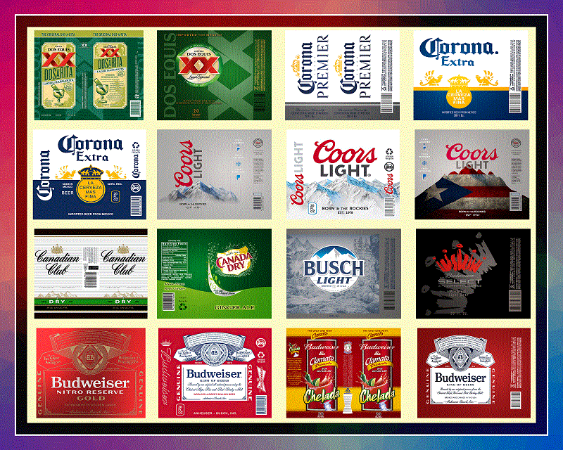 52 Beer Brands Full Labels Designs, Straight Tapered, Template For Sublimation, Full Tumbler Wrap, PNG Digital Download 1000618922