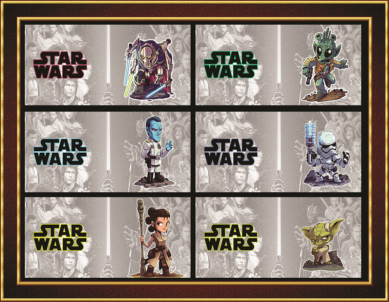 Combo 29 Star Wars Cute Characters Art Style, 20oz Skinny Straight,Template for Sublimation,Full Tumbler, PNG Digital Download 1014533239