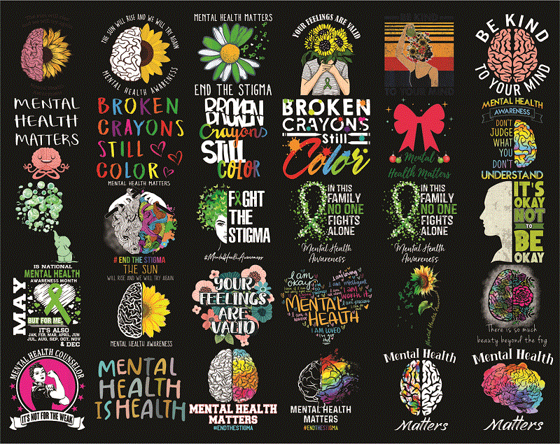 Combo 113+ Designs Mental Health PNG Bundle, Mental Health Matters Png, Mental Health Awareness Png, Depression Awareness Png, Semicolon Png 962123394