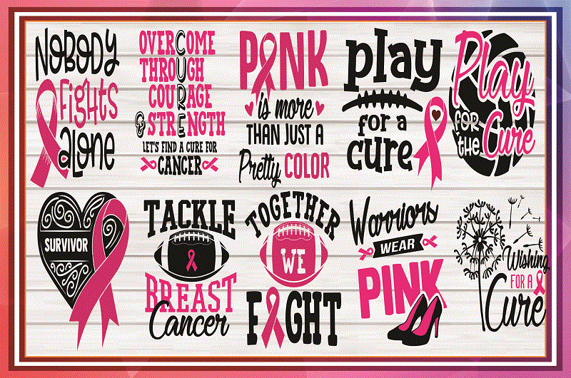 Combo 50 Breast Cancer SVG, DXF, PNG, Breast Cancer Svg, Cancer Awareness Svg, Cancer Survivor Svg, Fight Cancer Svg, Cricut File 983531177