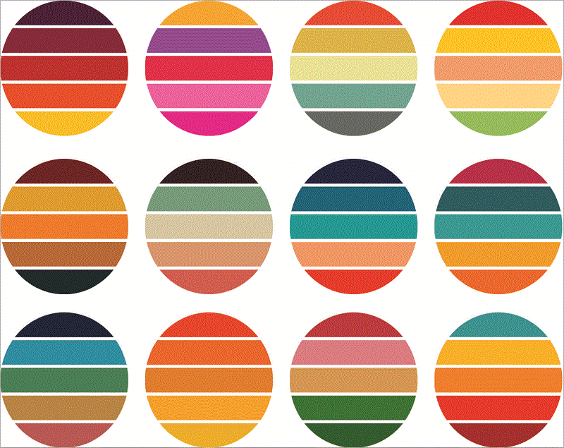 33 Files Retro Colored Circle Sunsets Clipart, Circle Round Background Vintage Color Palettes Commercial License Print On Demand 988658536 988658536