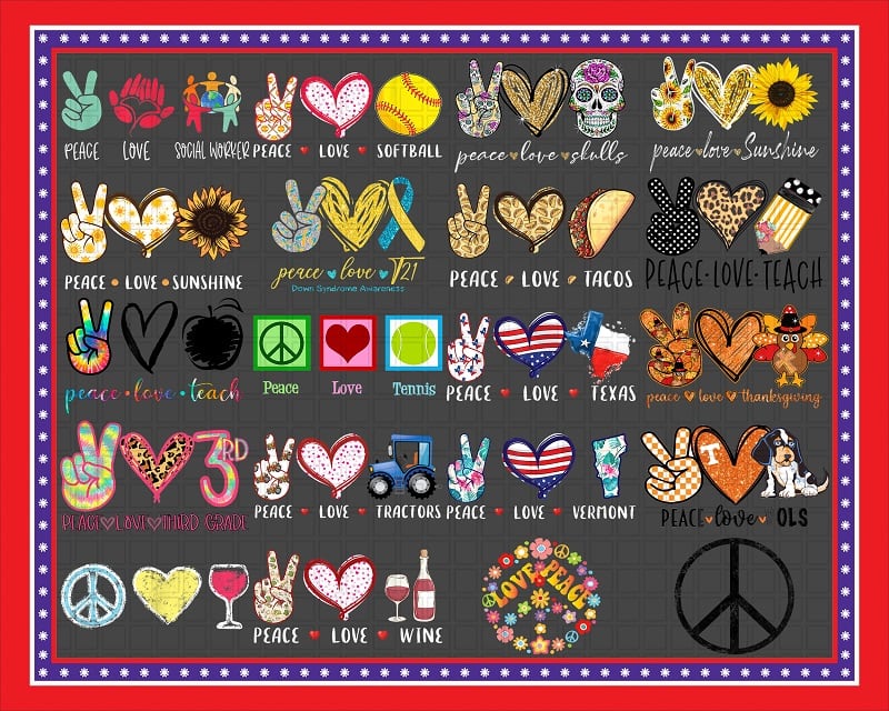 150+ Peace Love Bundle png Designs, peace love christmas , peace love everything , digital png download , PNG printable , PNG sublimation 1011238868