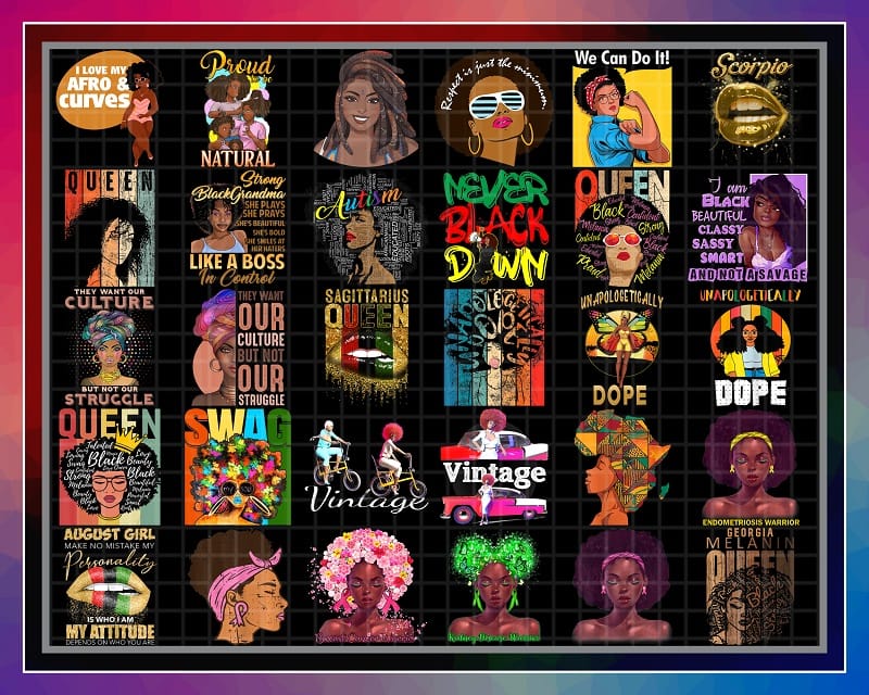 Bundle 170 Designs Black Queen Png, Black Girl Magic, Black Melanin, Afro Woman Clipart, Birthday, Afro Lady, Digital Downloads 1006637347