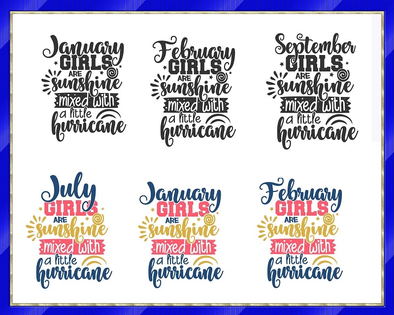 24 Birthday Months SVG Bundle | Commercial Use Vector, January February March April May June July August September October November December 676827985