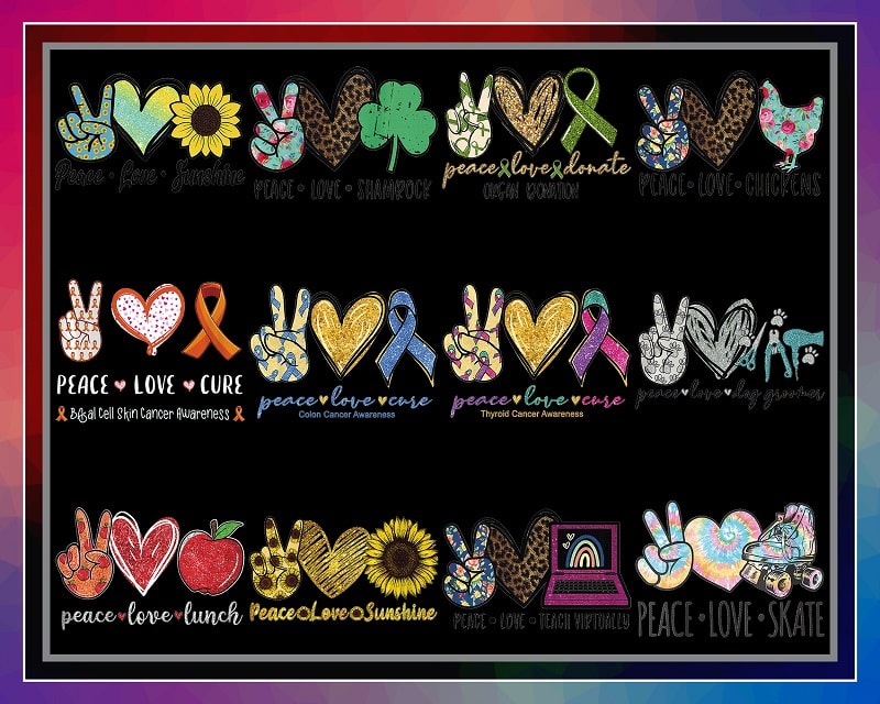 158 Designs Peace Love Bundle, Peace Love Png, Peace Love Cure, Sublimation Png, Sublimation Png, Files For Cricut, Digital Download 995038282