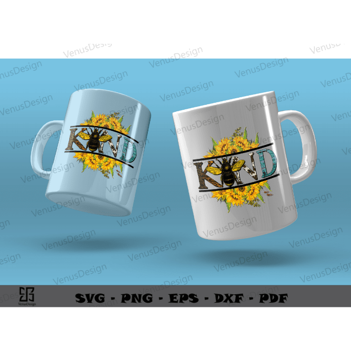 Bee Kind Sunflower Quotes Sublimation PNG, Cute Bee Art Cameo Htv Prints, Gift For Bee Lover Sublimation Design