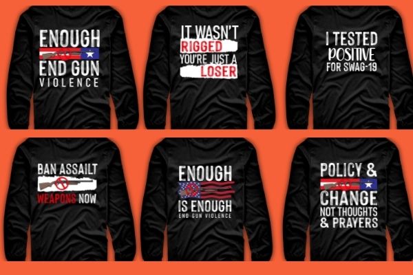 6 design of enough end gun violence wear orange day t-shirt design svg eps png