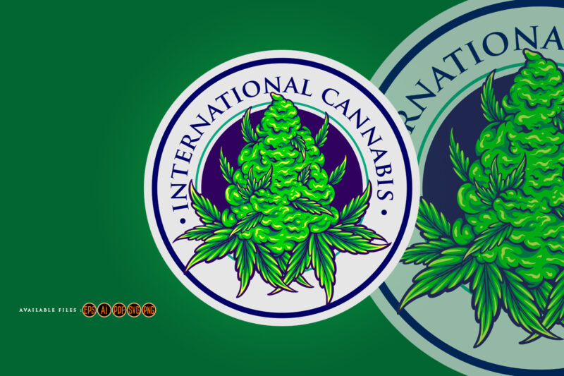 International cannabis Plant vintage logo badge Illustrations