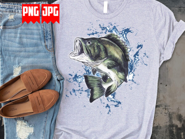 Bass fishing illustration t-shirt design