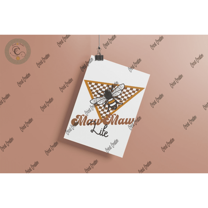 Black mom , Black mawmaw Life Diy Crafts, Yellow Triangle plaid Background svg Files For Cricut, Bee under Triangle Silhouette Files, Trending Cameo Htv Prints