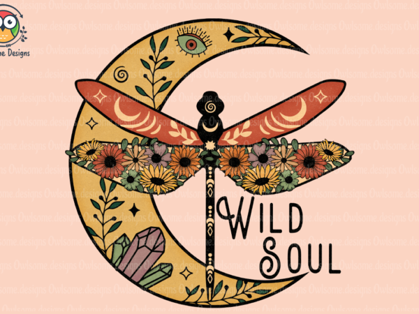 Wild soul moon sublimation t shirt design for sale