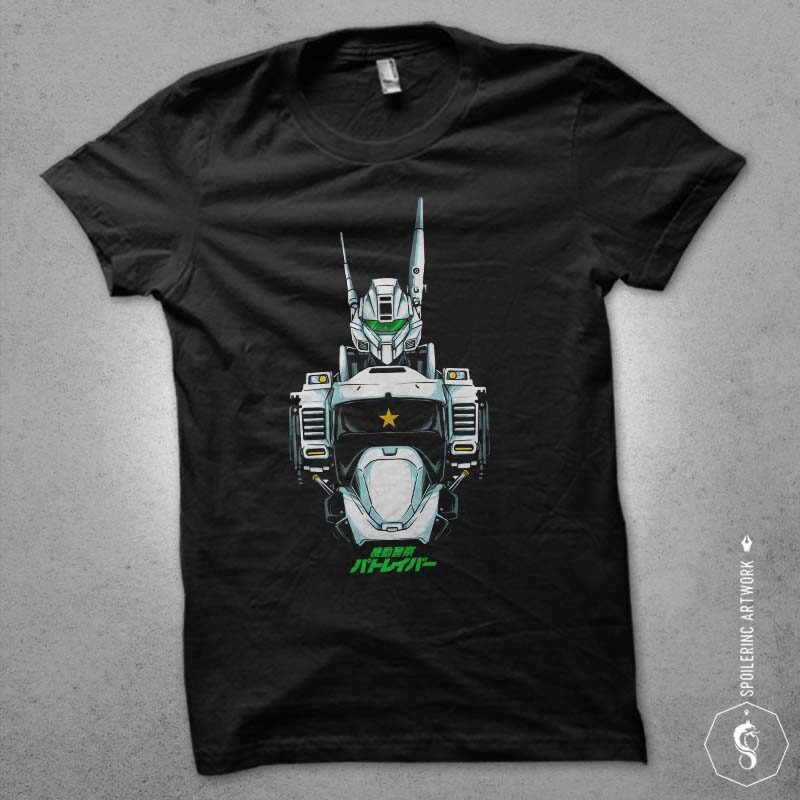 japanese robot gundam illustration tshirt design bundles