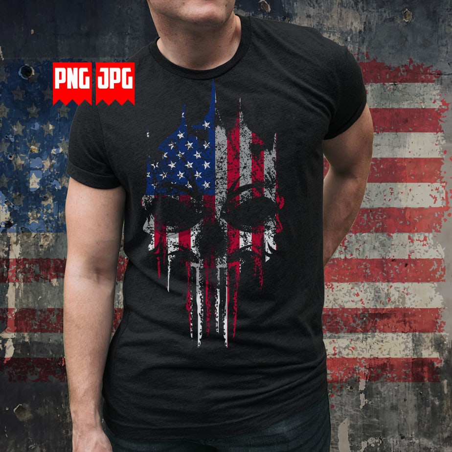 US Flag Punisher Skull Design - Buy t-shirt designs