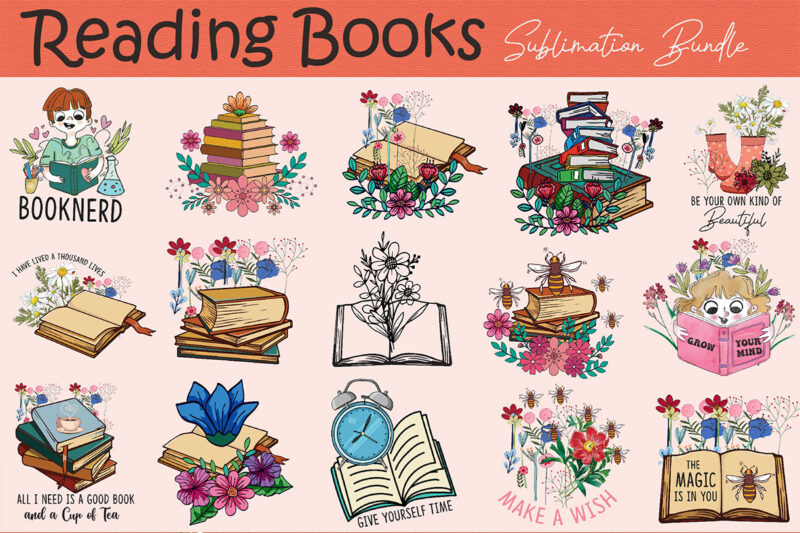 Reading Books Sublimation Bundle