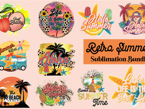 Retro summer sublimation bundle t shirt design online