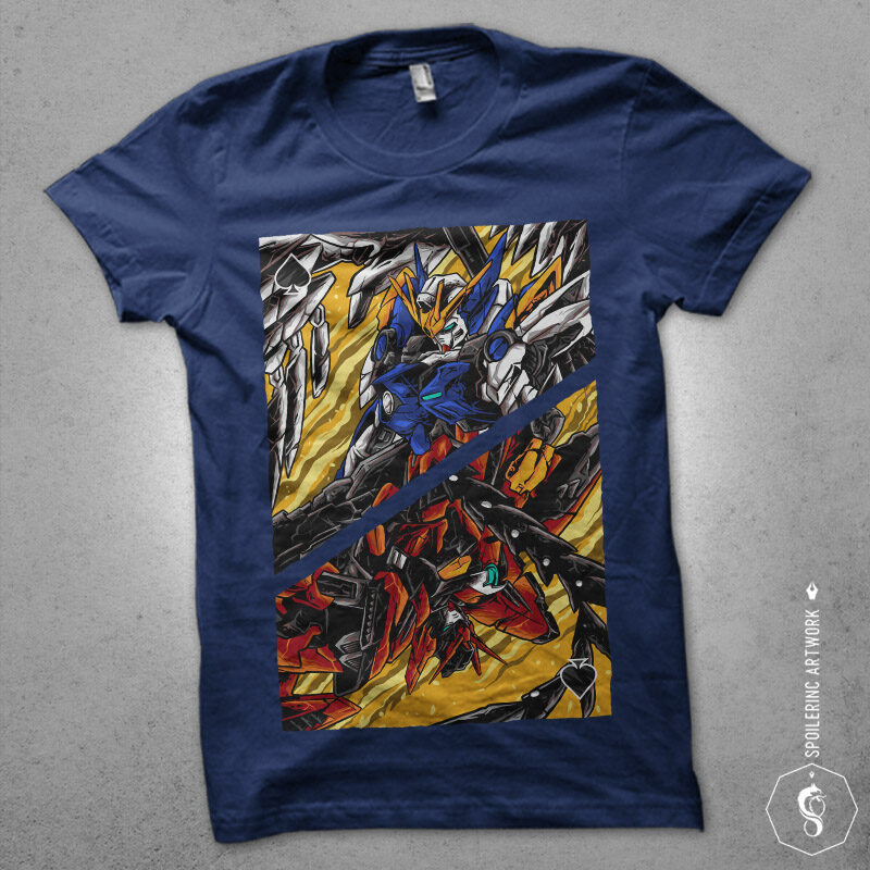 japanese robot gundam illustration tshirt design bundles