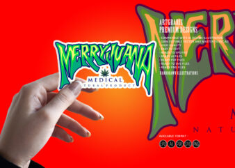 Marijuana word Hand lettering typography Logo Weed Medical