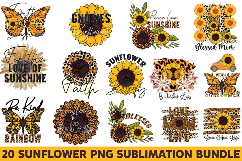 Sunflower PNG Sublimation Bundle