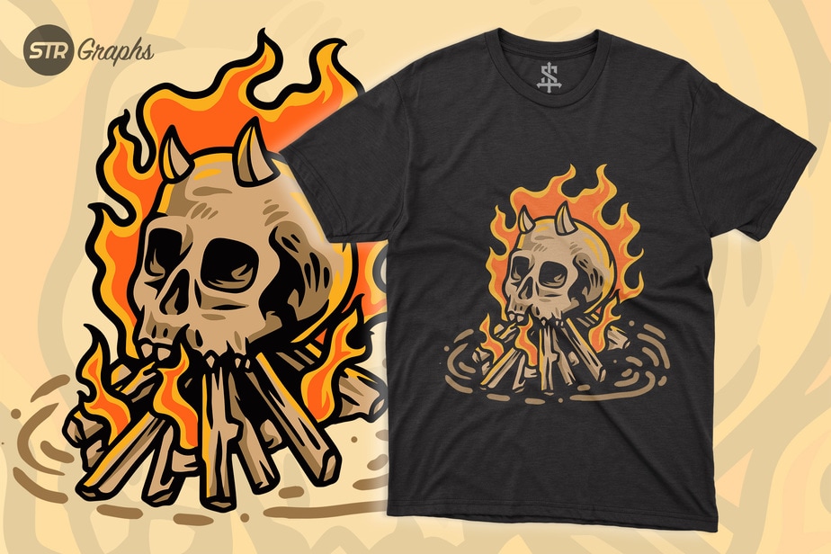 Vector T-shirt background image.fire pirate skull pattern design,  illustration, textile background for t-shirt, jersey street t-shirt  25732662 Vector Art at Vecteezy