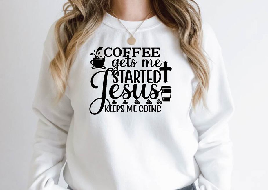 coffee gets me started jesus keeps me going - Buy t-shirt designs