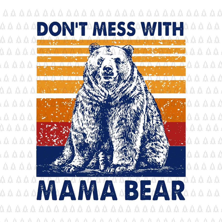 Mommy Bear T-Shirt, Mother's Day Bear Shirt, Mama Bear T-shirt, Mother's  Day Retro Vintage Sunset Bear Shirt Print Template - So Fontsy