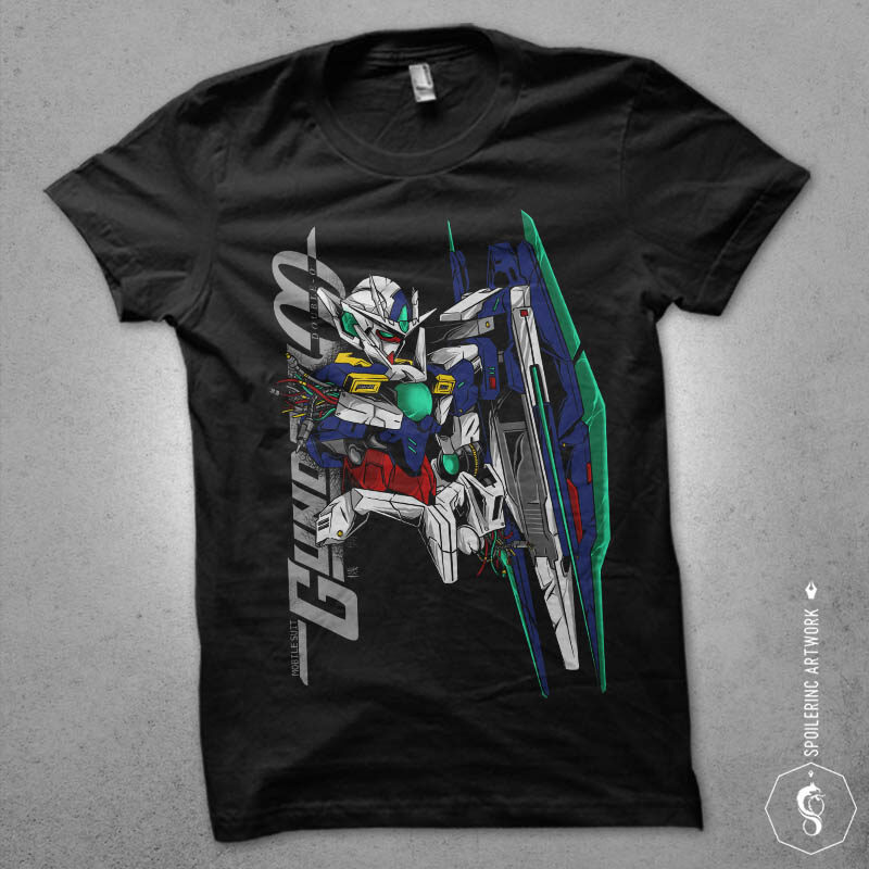 japanese robot gundam illustration tshirt design bundles