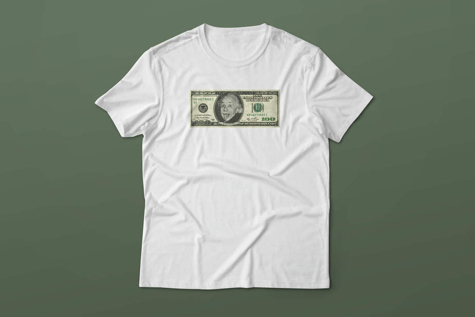 Einstein in one hundred dollars t shirt design