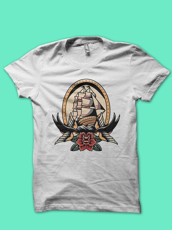 swallows and ship - Buy t-shirt designs