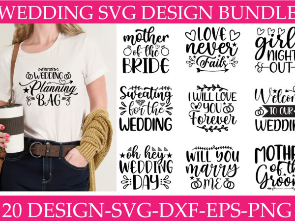 Wedding svg t-shirt design bundle