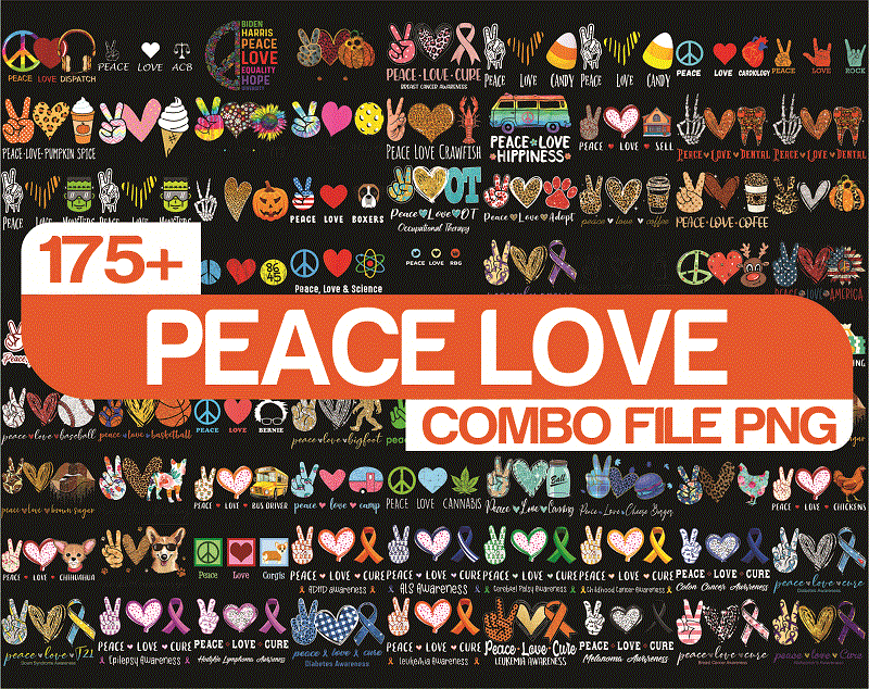 Bundle 170+ Design Peace Love Png, Peace Love Christmas PnG, Peace Love Everything PNG, Peace Love Sublimation Png, Instant Digital Dowload 892910532