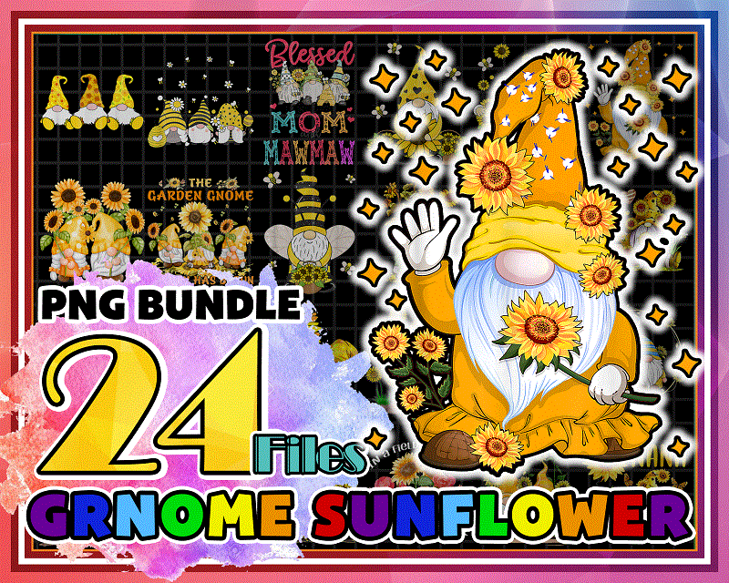 24 Designs Gnome Sunflower Png, Honey Bee Gnome Png, Let It Be Gnome Png, Hippie Gonome Png, Gnome with Sunflower, Sublimation Hippie Gnome 1019083071