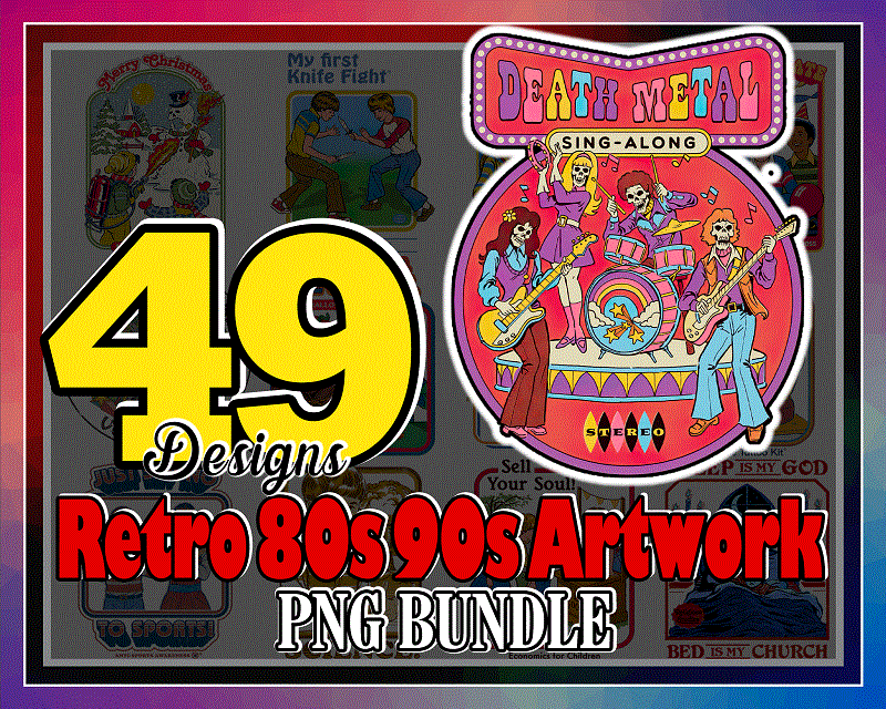 49 Designs Retro 80s 90s Artwork Png Bundle, Vintage 80s 90s Artwork, Classic 80s 90s Artwork, T-Shirt, Mug, Digital Files Download 1030290894