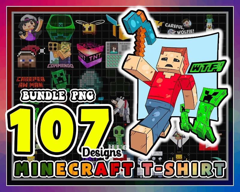 107 Minecraft T-Shirt PNG Bundle, Minecraft Champion, I am The Builder, L’Manberg Png, Mumbo Jumbo, T Shirt Mug Bundle, Digital Download 1016399889