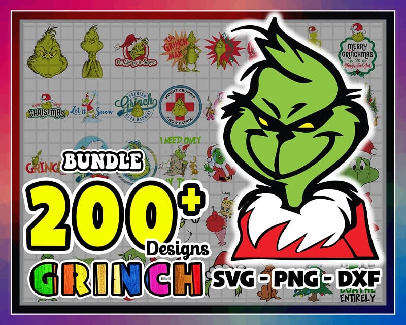 Bundle 200+ Grinch Svg Grinch Bundle, Merry Grinchmas, Grinch’s Face, Grinch Tree, SVG/PNG/DXF Files for Cricut, Silhouette, Digital Download 921991415