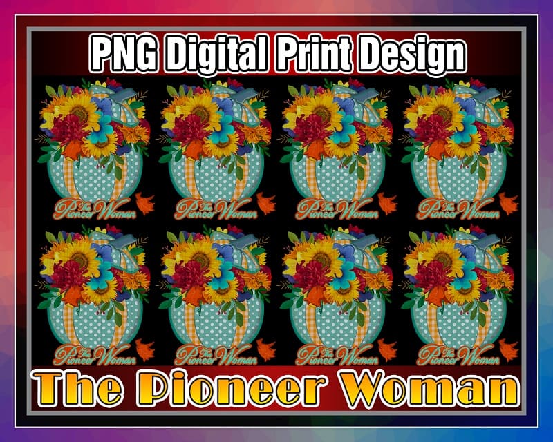 The Pioneer Woman, Sublimation design, PNG file 300 dpi for shirts mugs transfers, floral pumpkin, pattern, fall, Digital Download 1038904898