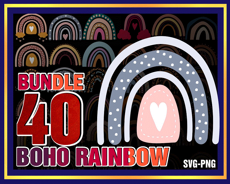 40 Boho Rainbow Designs, Rainbow Svg/Png, Hand Drawn Rainbow SVG, Pastel Rainbow, Rainbow Cricut Files, Rainbow Vector, Digital Download 991641010