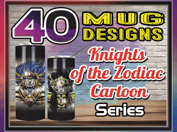 Combo 40 knights of the zodiac cartoon series mug designs, 20oz skinny straight,template for sublimation,full tumbler, png digital download 1014533239