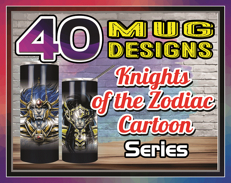 Combo 40 Knights of the Zodiac Cartoon Series Mug Designs, 20oz Skinny Straight,Template for Sublimation,Full Tumbler, PNG Digital Download 1014533239