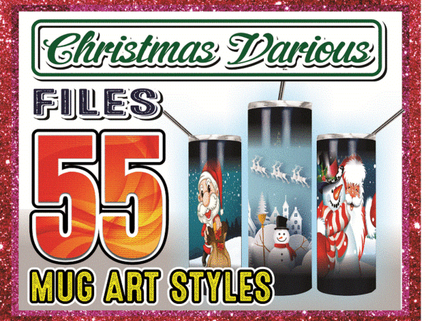 Combo 55 christmas various mug art styles designs, 20oz skinny straight,template for sublimation,full tumbler, png digital download 1014533239